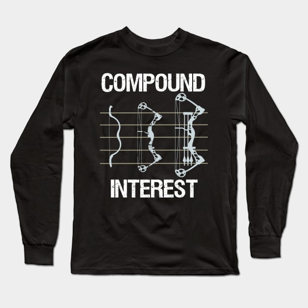 Archery Gift Print Archer Compound Interest Compound Bow Print Long Sleeve T-Shirt by Linco